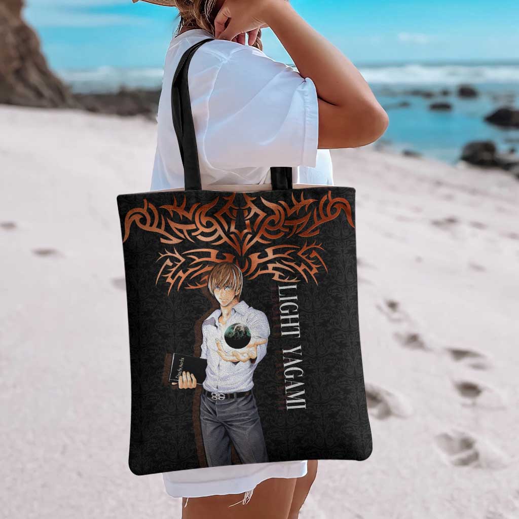Light Yagami Death Note Tote Bag Tribal Anime Fusion Style