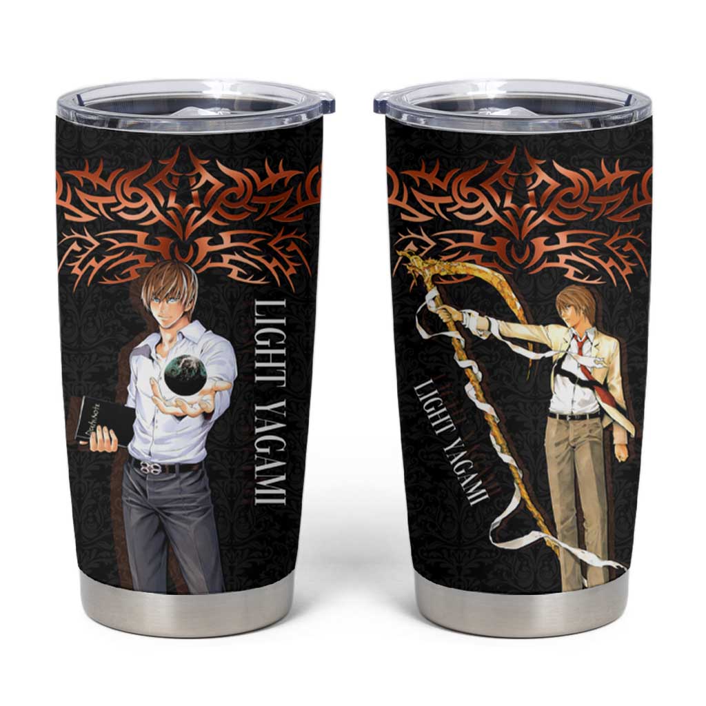 Light Yagami Death Note Tumbler Cup Tribal Anime Fusion Style