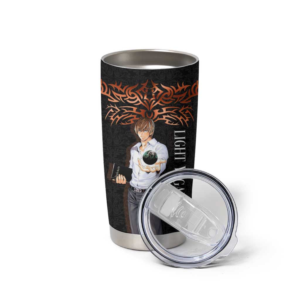 Light Yagami Death Note Tumbler Cup Tribal Anime Fusion Style