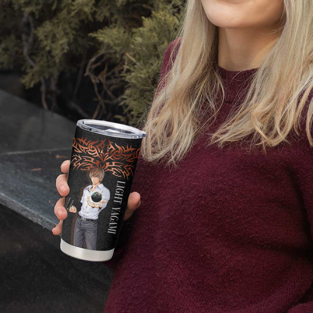 Light Yagami Death Note Tumbler Cup Tribal Anime Fusion Style