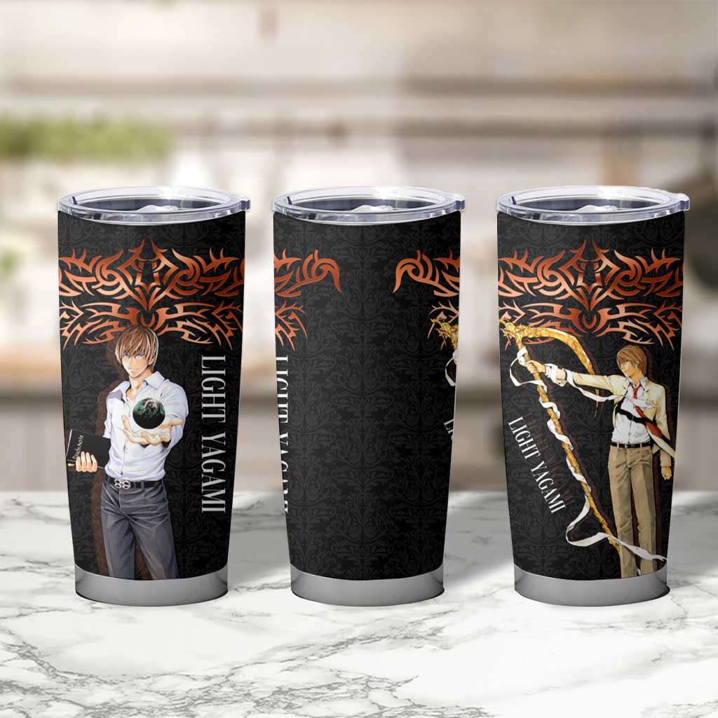 Light Yagami Death Note Tumbler Cup Tribal Anime Fusion Style