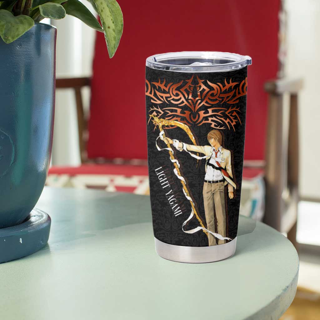 Light Yagami Death Note Tumbler Cup Tribal Anime Fusion Style