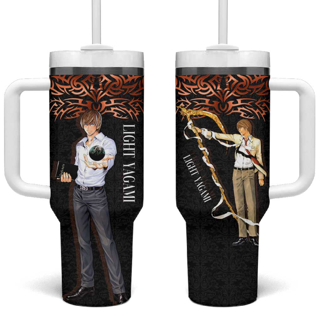 Light Yagami Death Note Tumbler With Handle Tribal Anime Fusion Style