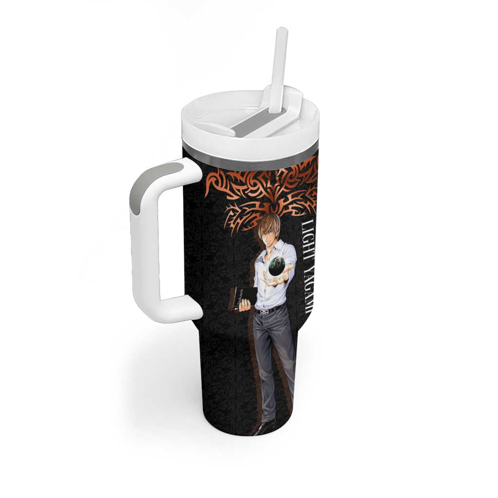 Light Yagami Death Note Tumbler With Handle Tribal Anime Fusion Style