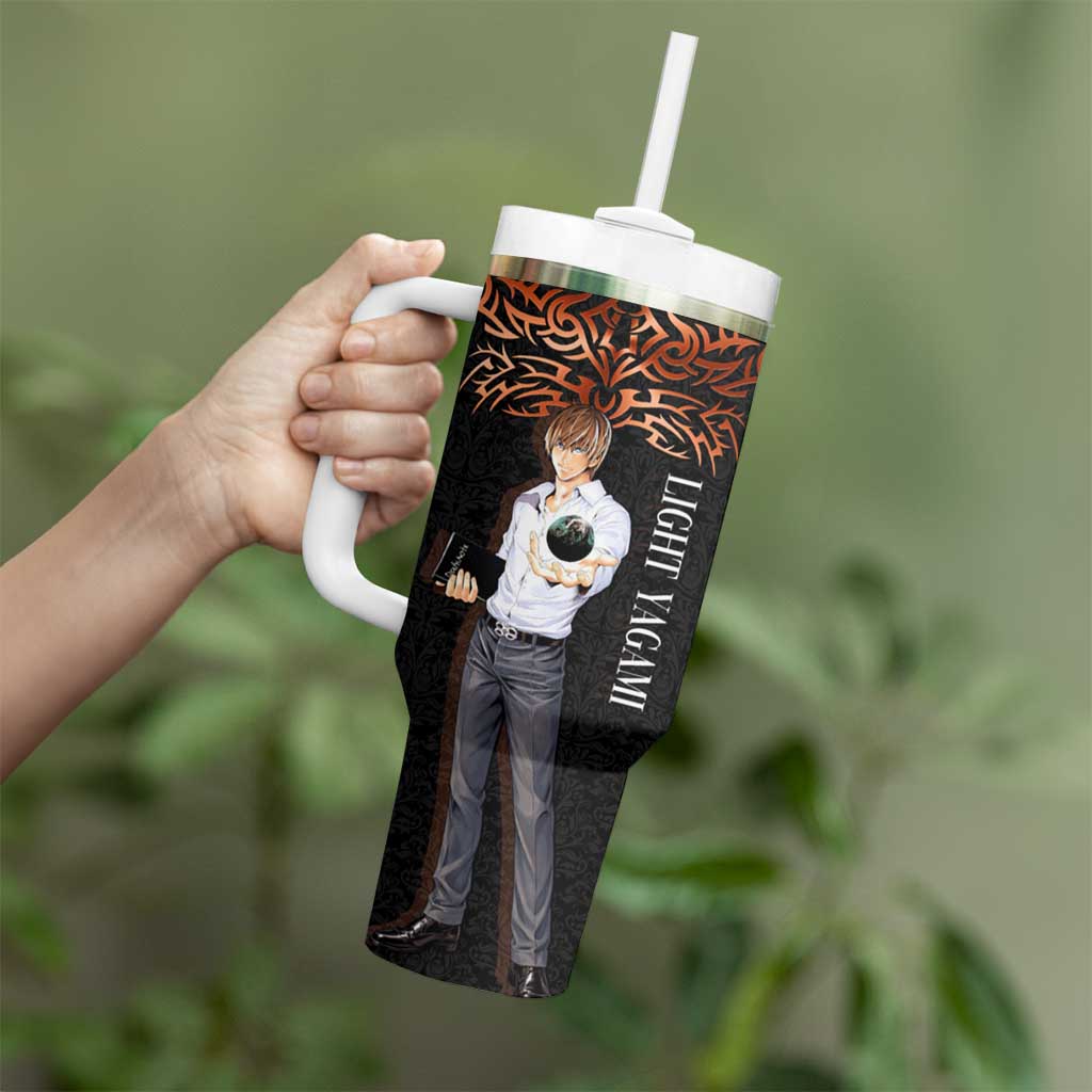 Light Yagami Death Note Tumbler With Handle Tribal Anime Fusion Style