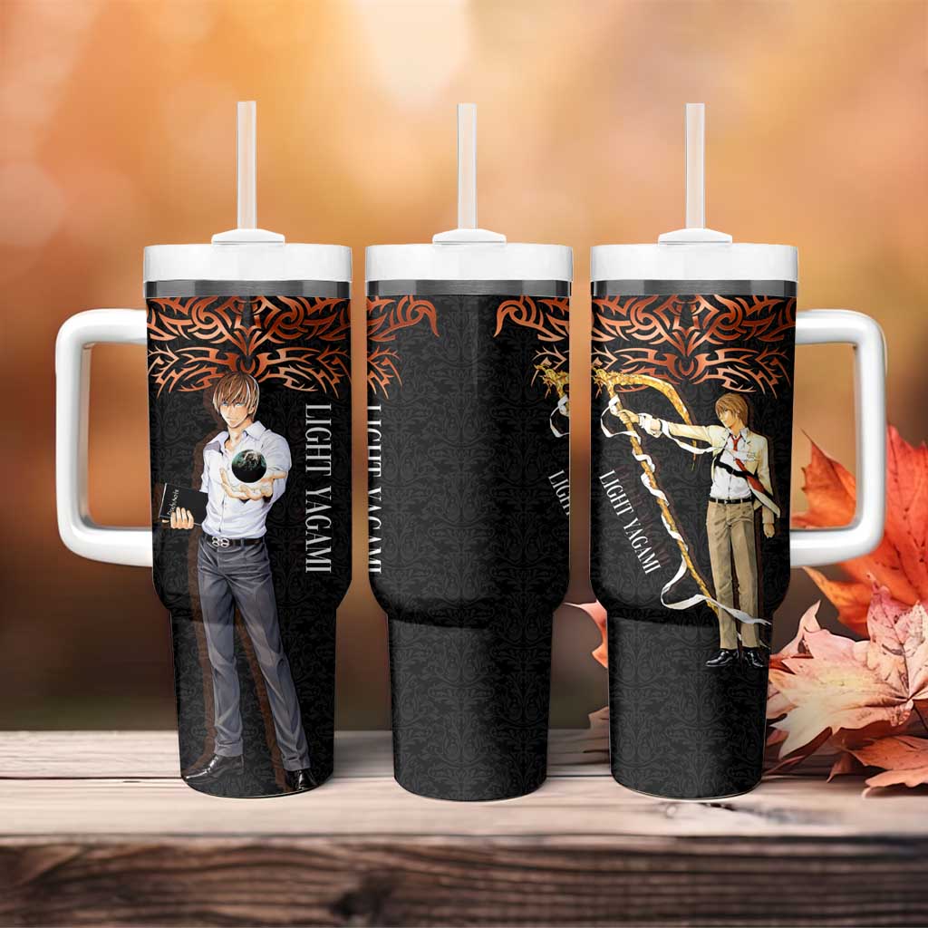 Light Yagami Death Note Tumbler With Handle Tribal Anime Fusion Style