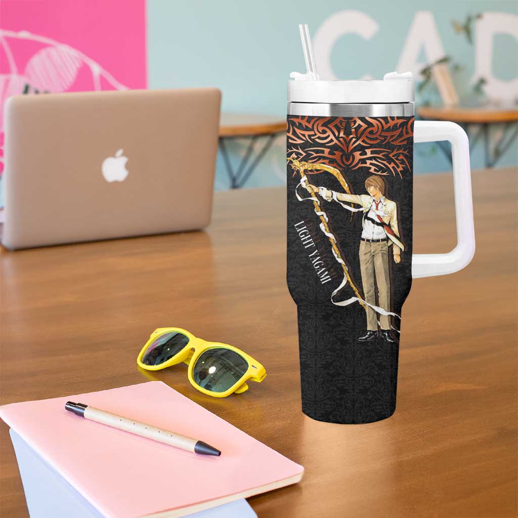 Light Yagami Death Note Tumbler With Handle Tribal Anime Fusion Style