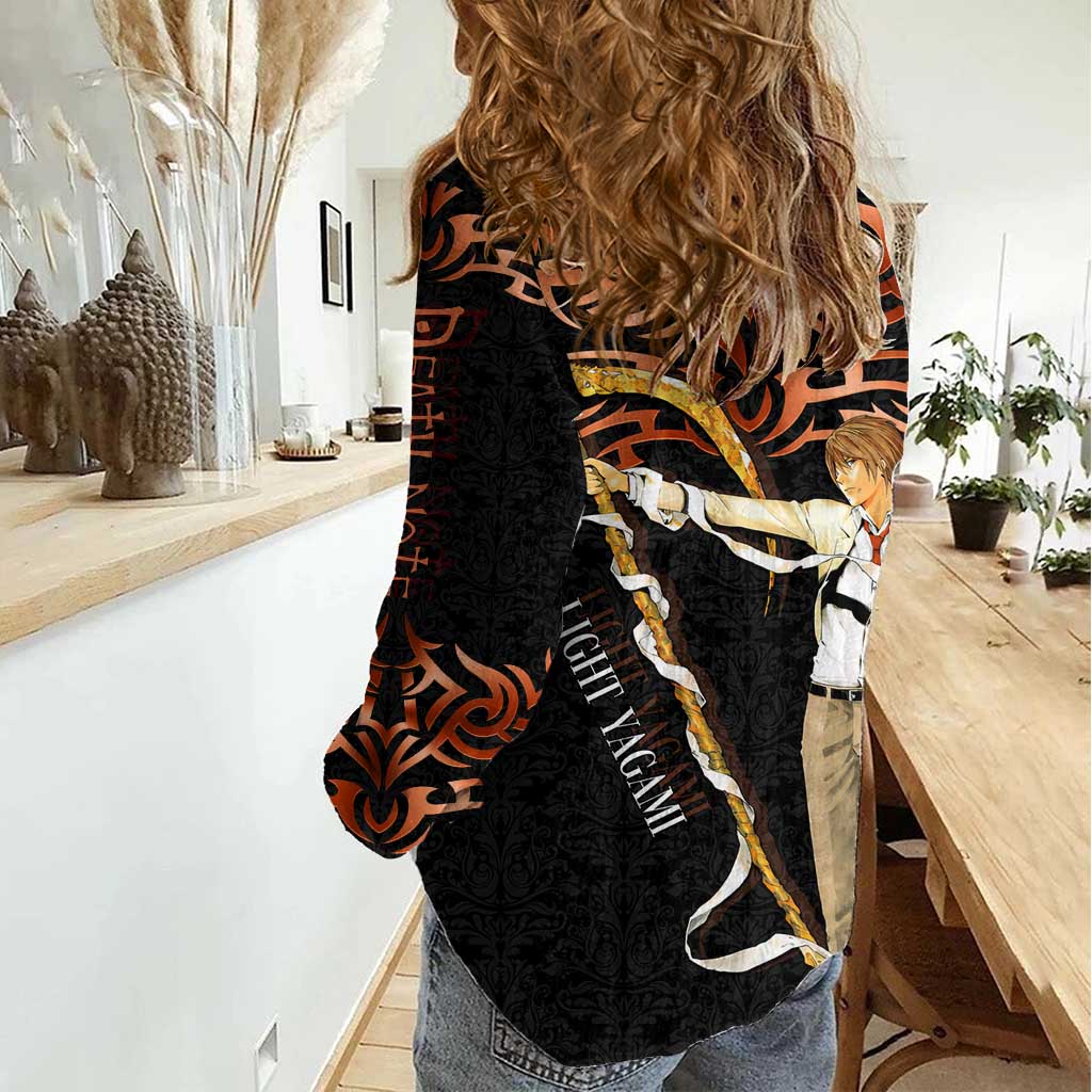 Light Yagami Death Note Women Casual Shirt Tribal Anime Fusion Style