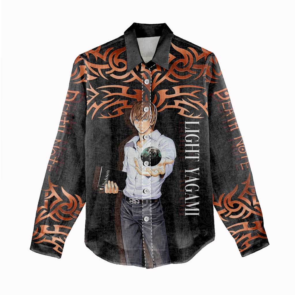 Light Yagami Death Note Women Casual Shirt Tribal Anime Fusion Style