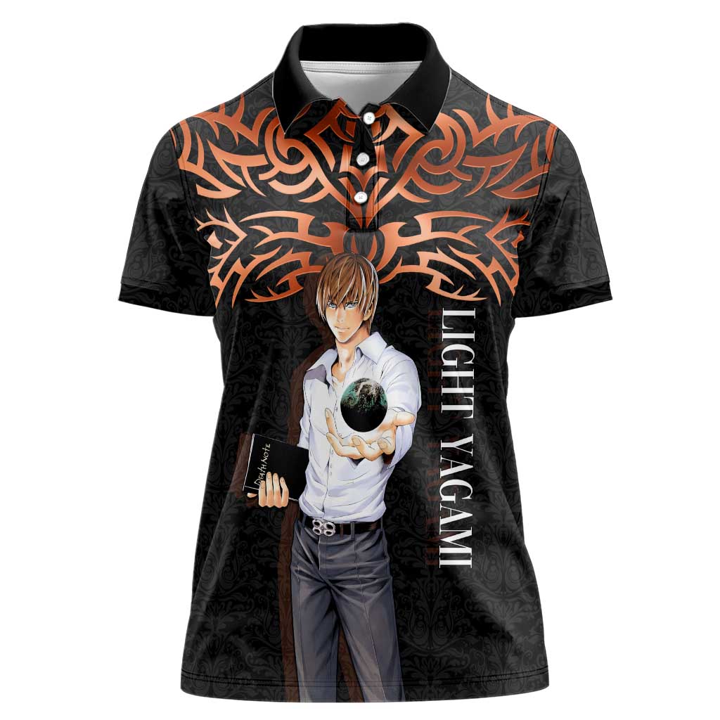 Light Yagami Death Note Women Polo Shirt Tribal Anime Fusion Style