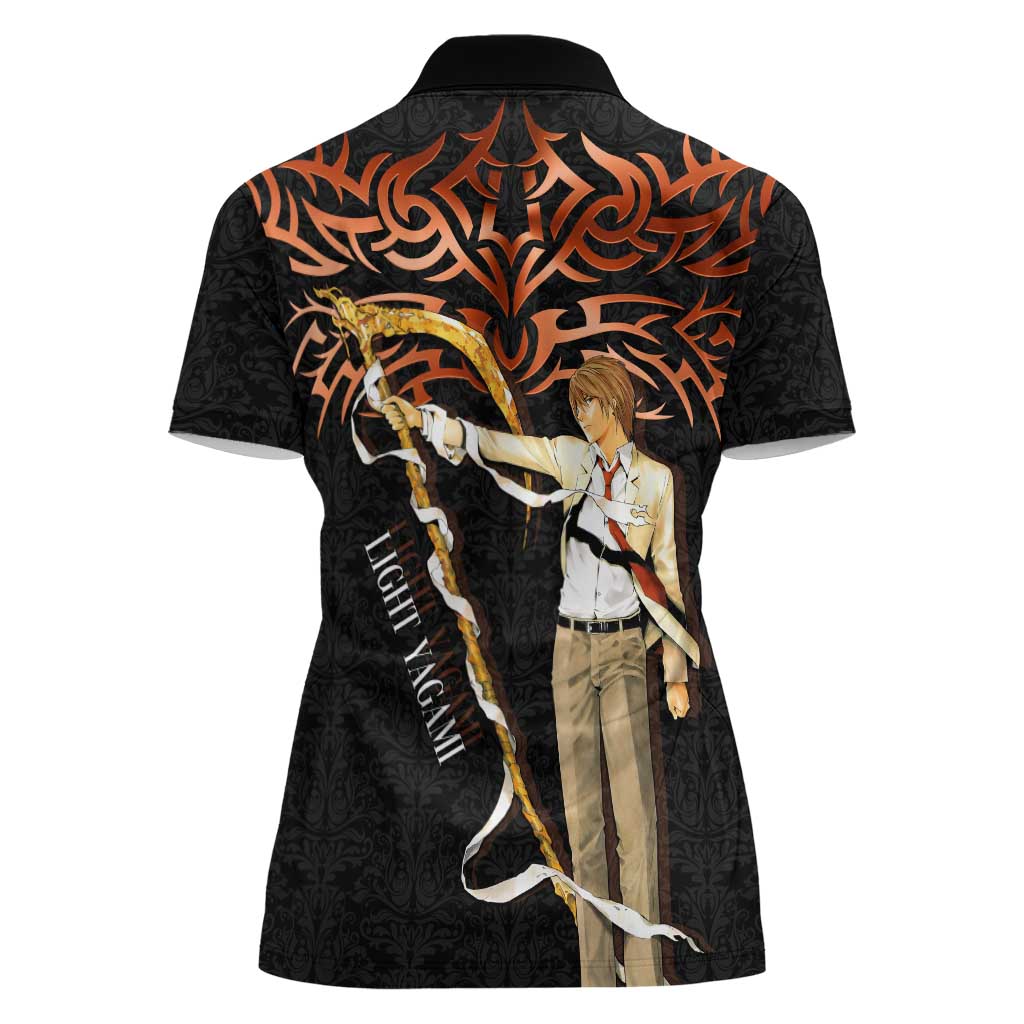Light Yagami Death Note Women Polo Shirt Tribal Anime Fusion Style
