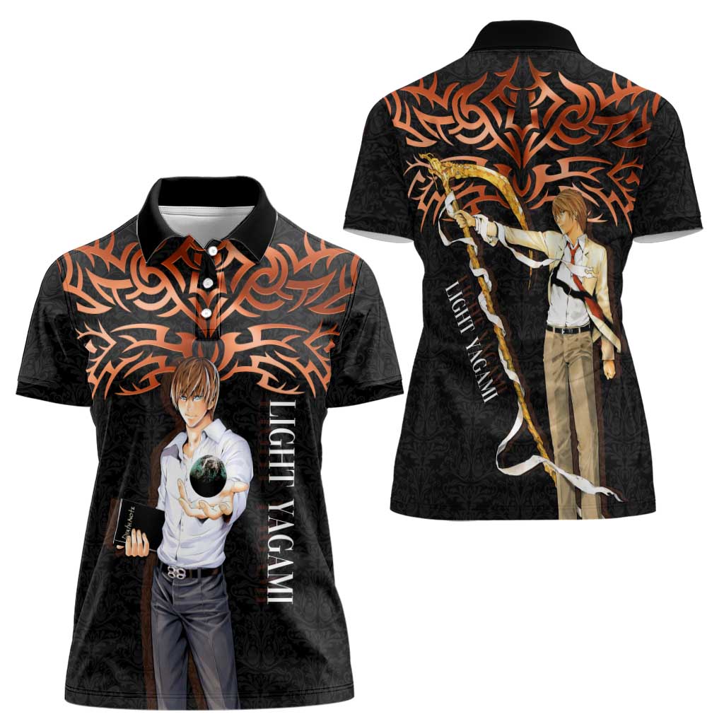 Light Yagami Death Note Women Polo Shirt Tribal Anime Fusion Style