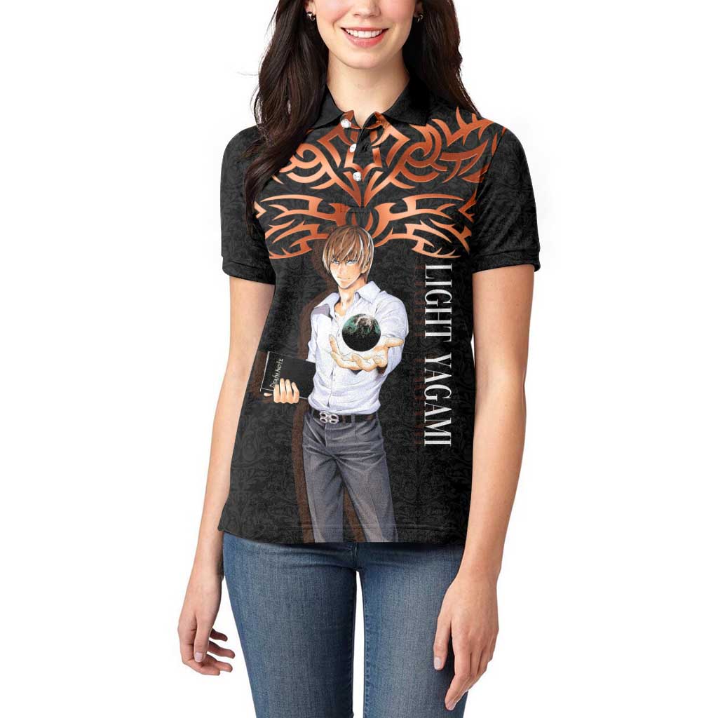 Light Yagami Death Note Women Polo Shirt Tribal Anime Fusion Style