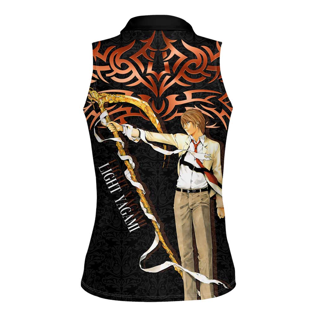 Light Yagami Death Note Women Sleeveless Polo Shirt Tribal Anime Fusion Style