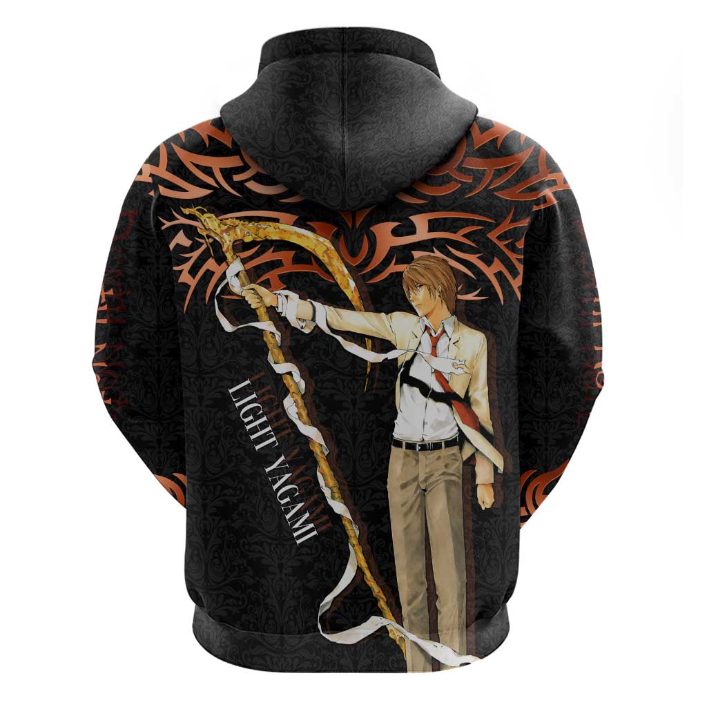 Light Yagami Death Note Zip Hoodie Tribal Anime Fusion Style