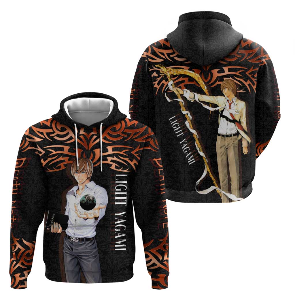Light Yagami Death Note Zip Hoodie Tribal Anime Fusion Style