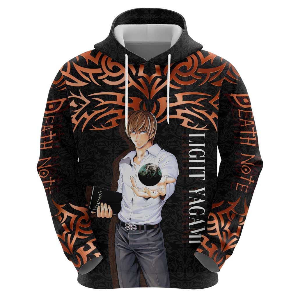 Light Yagami Death Note Zip Hoodie Tribal Anime Fusion Style