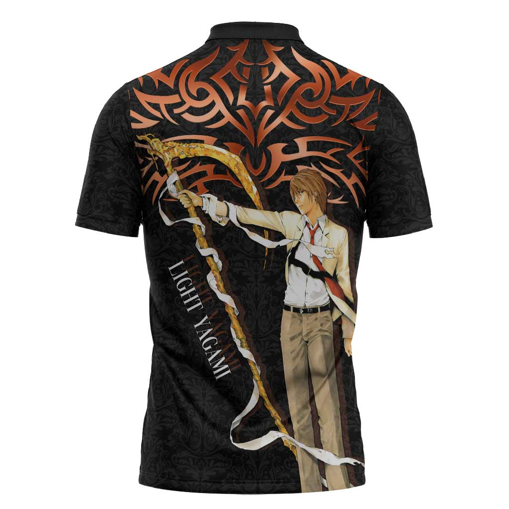 Light Yagami Death Note Zipper Polo Shirt Tribal Anime Fusion Style