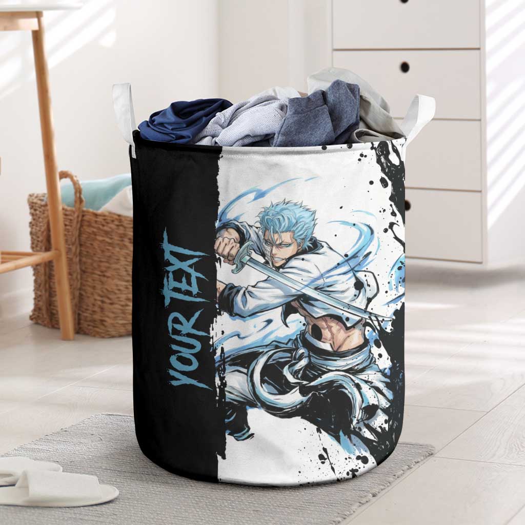 Personalized Grimmjow Jaegerjaquez Laundry Basket Ink Splash Anime Brush Style