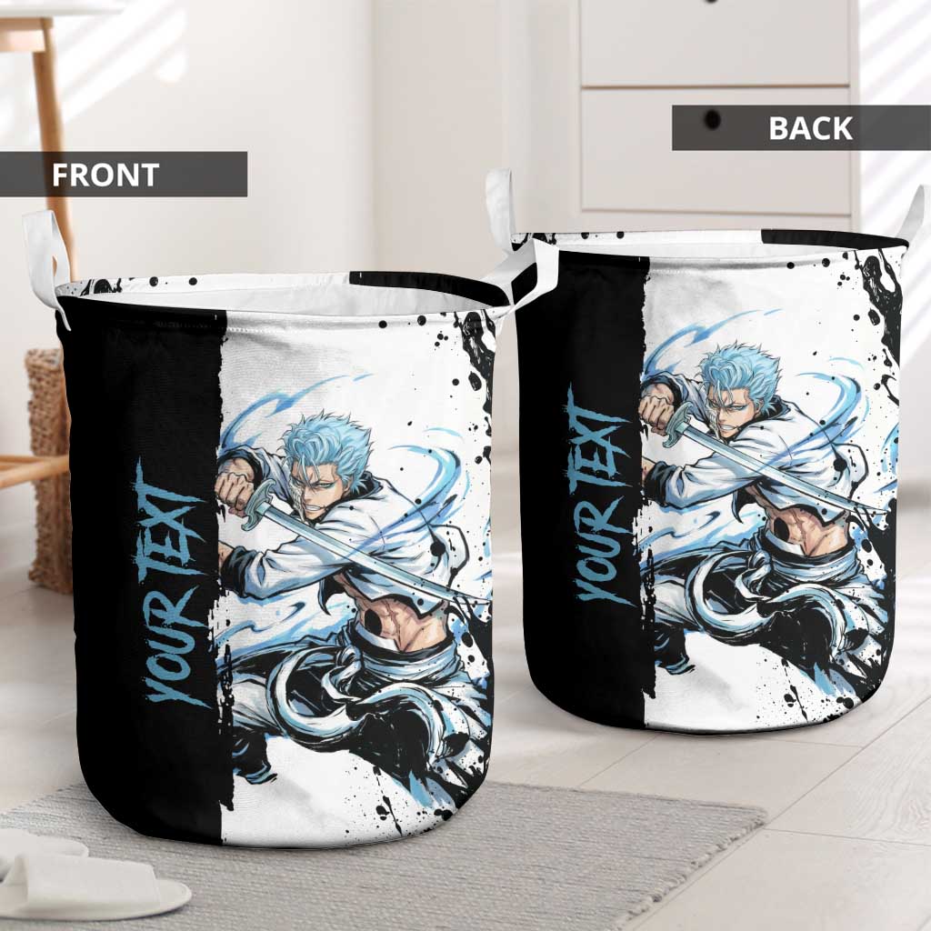 Personalized Grimmjow Jaegerjaquez Laundry Basket Ink Splash Anime Brush Style
