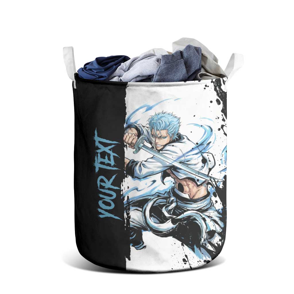 Personalized Grimmjow Jaegerjaquez Laundry Basket Ink Splash Anime Brush Style