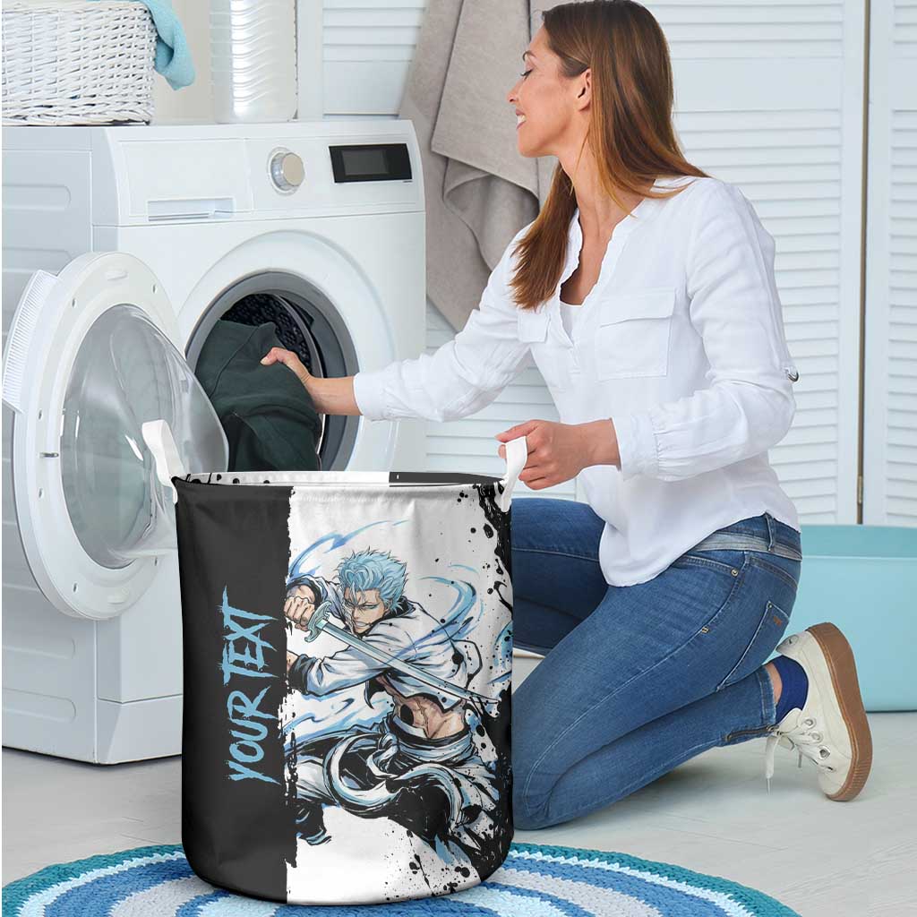 Personalized Grimmjow Jaegerjaquez Laundry Basket Ink Splash Anime Brush Style