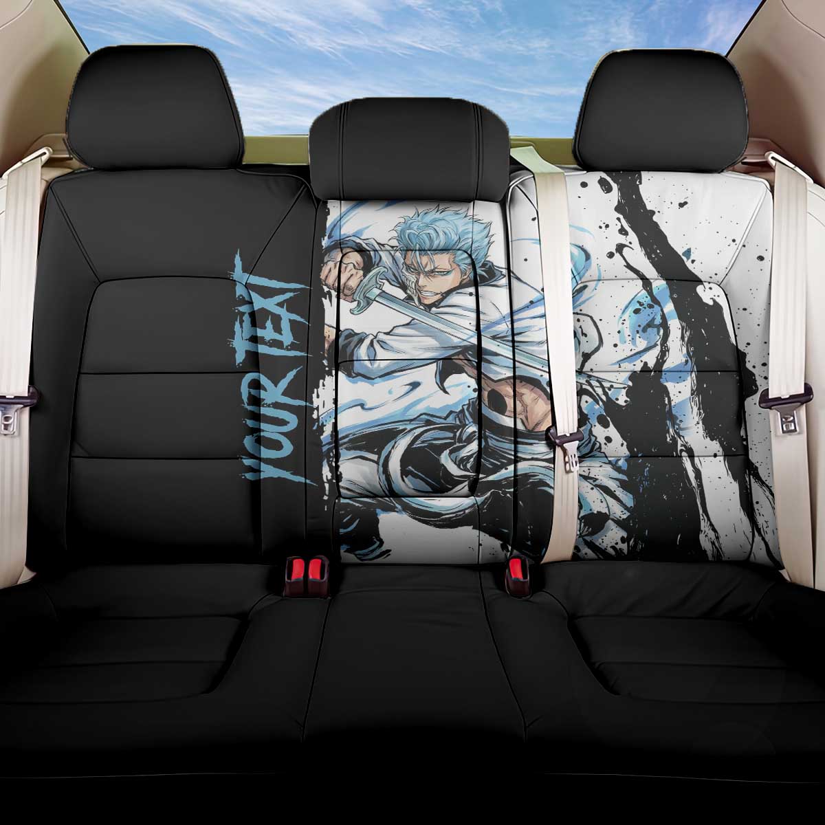 Personalized Grimmjow Jaegerjaquez Back Car Seat Cover Ink Splash Anime Brush Style