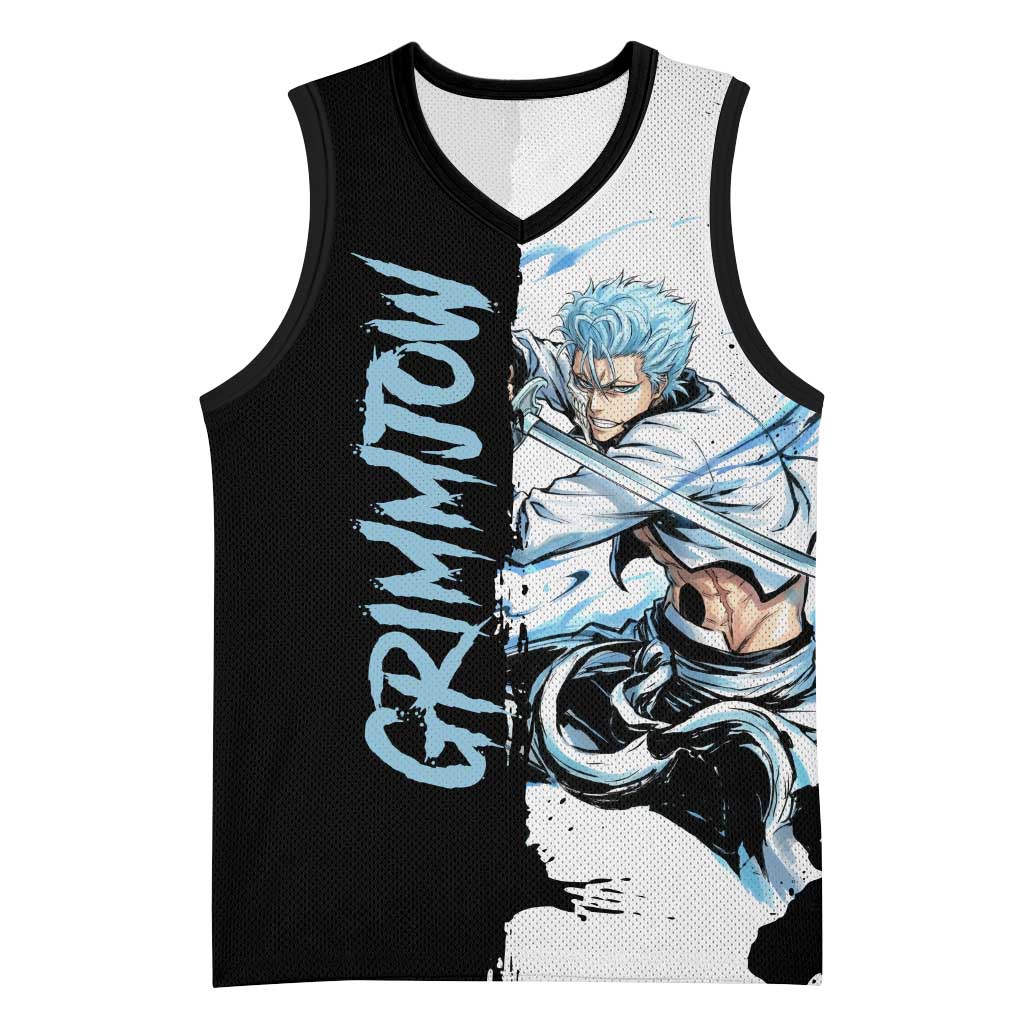 Personalized Grimmjow Jaegerjaquez Basketball Jersey Ink Splash Anime Brush Style