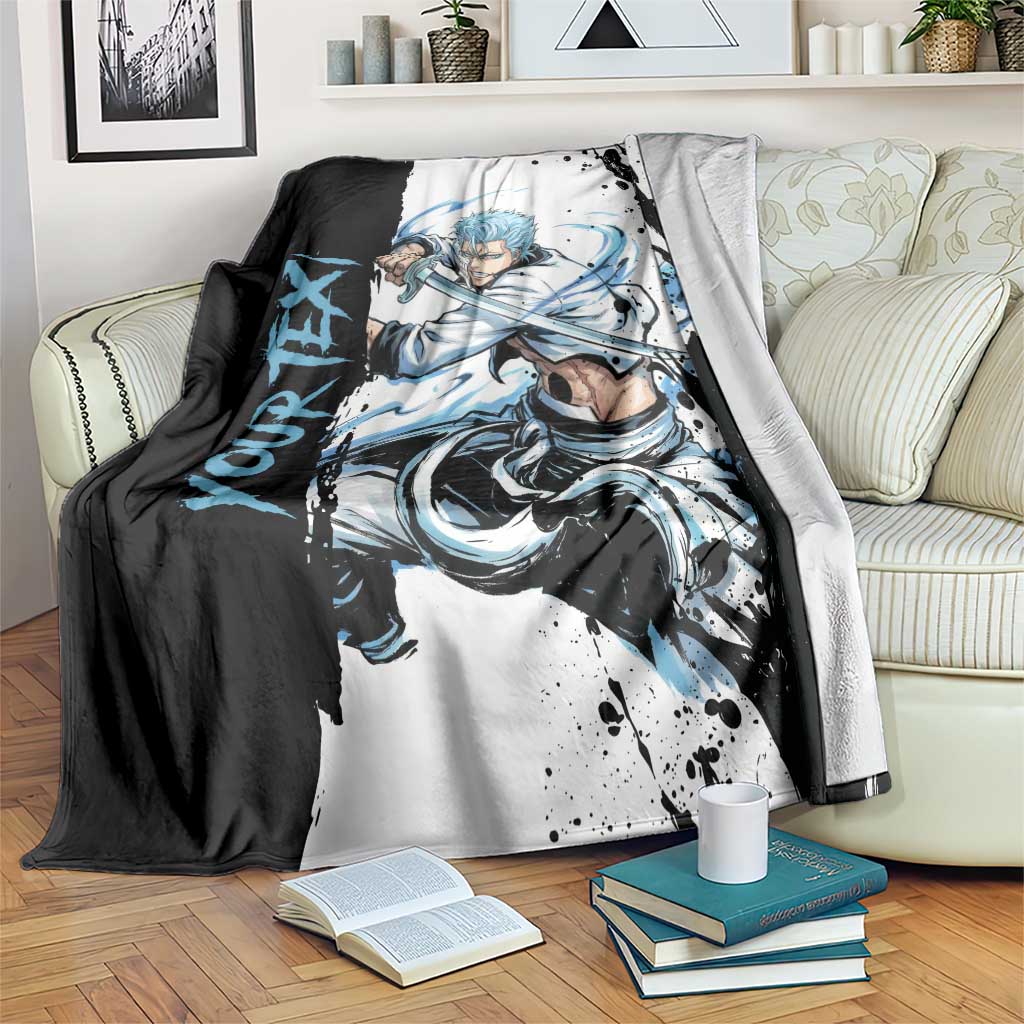 Personalized Grimmjow Jaegerjaquez Blanket Ink Splash Anime Brush Style