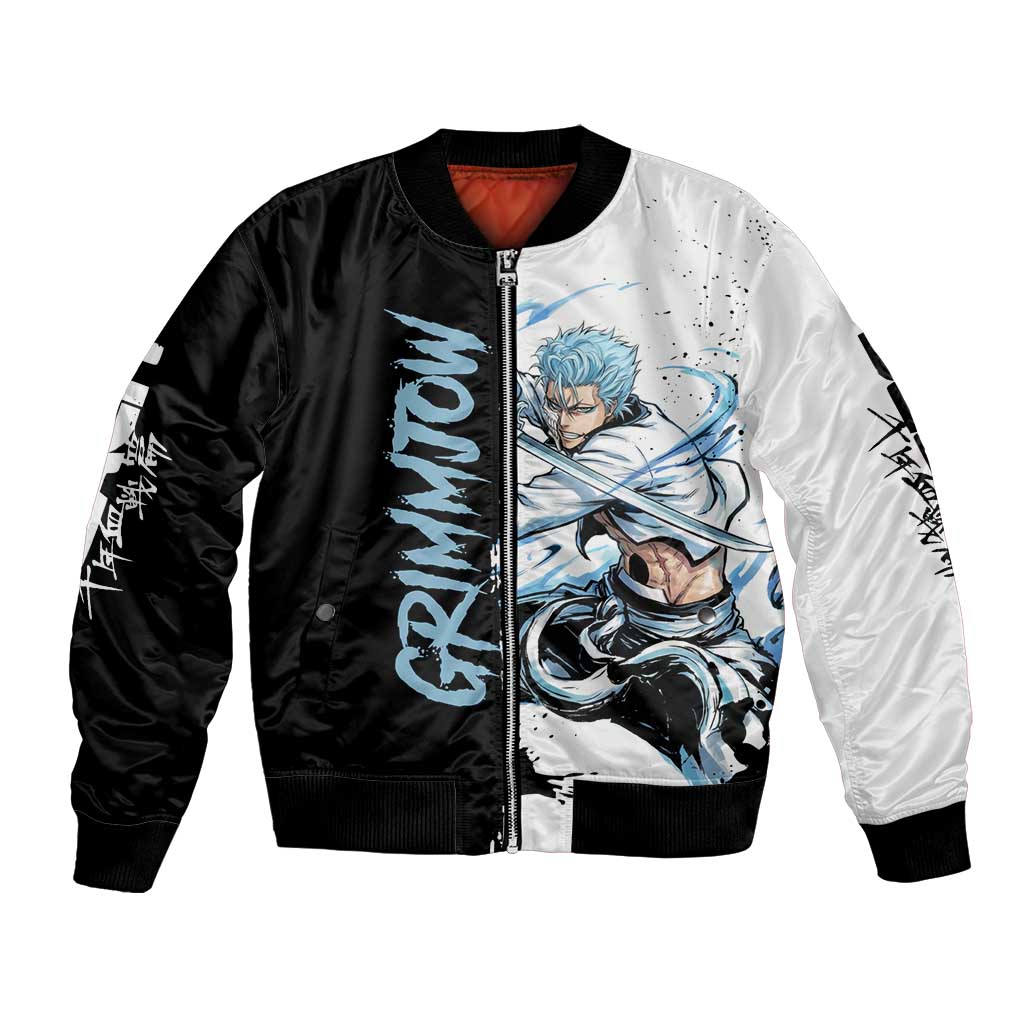 Personalized Grimmjow Jaegerjaquez Bomber Jacket Ink Splash Anime Brush Style