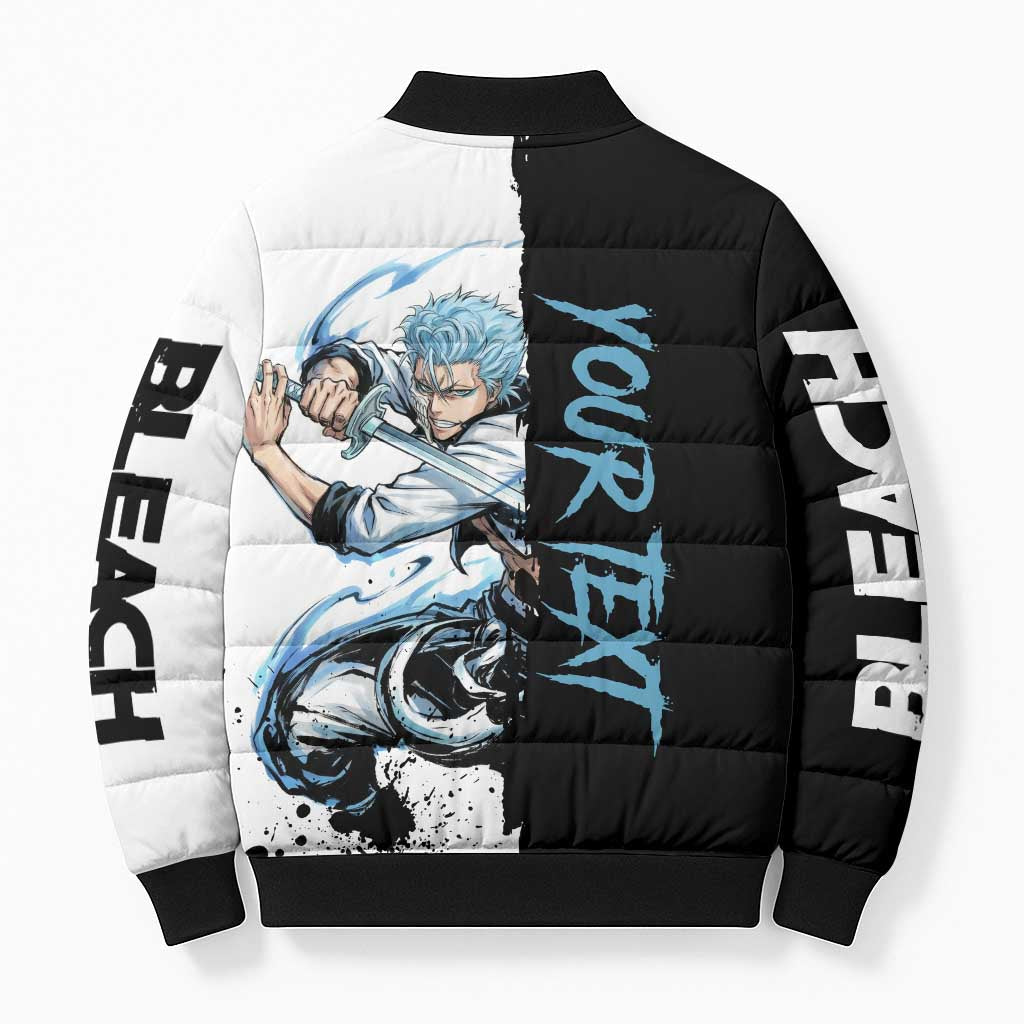 Personalized Grimmjow Jaegerjaquez Bomber Puffer Jacket Ink Splash Anime Brush Style