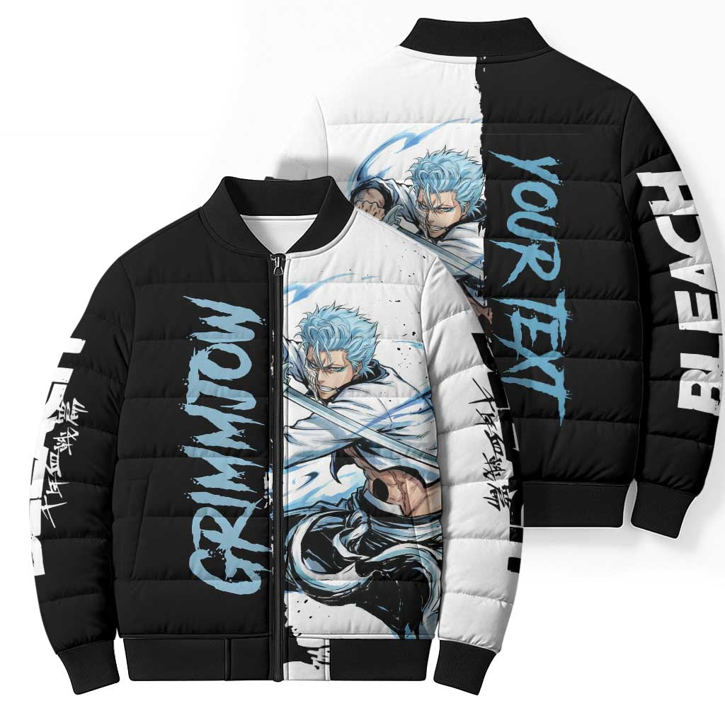 Personalized Grimmjow Jaegerjaquez Bomber Puffer Jacket Ink Splash Anime Brush Style