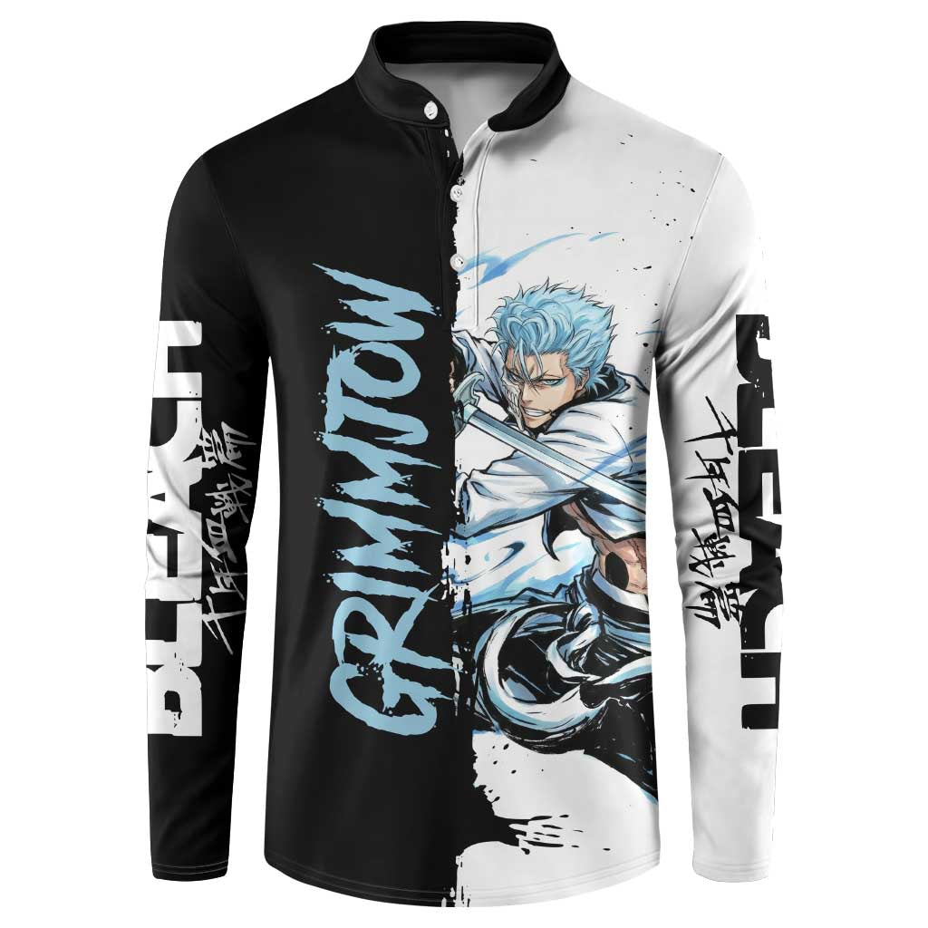 Personalized Grimmjow Jaegerjaquez Button Sweatshirt Ink Splash Anime Brush Style