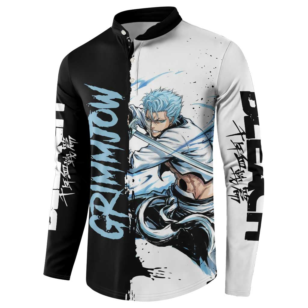 Personalized Grimmjow Jaegerjaquez Button Sweatshirt Ink Splash Anime Brush Style