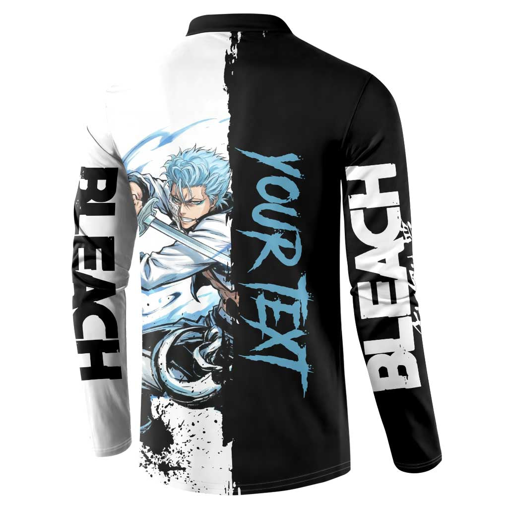 Personalized Grimmjow Jaegerjaquez Button Sweatshirt Ink Splash Anime Brush Style