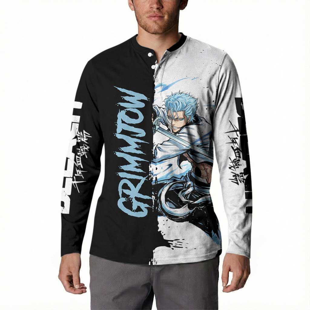 Personalized Grimmjow Jaegerjaquez Button Sweatshirt Ink Splash Anime Brush Style