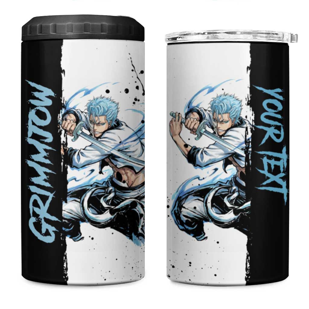 Personalized Grimmjow Jaegerjaquez 4 in 1 Can Cooler Tumbler Ink Splash Anime Brush Style
