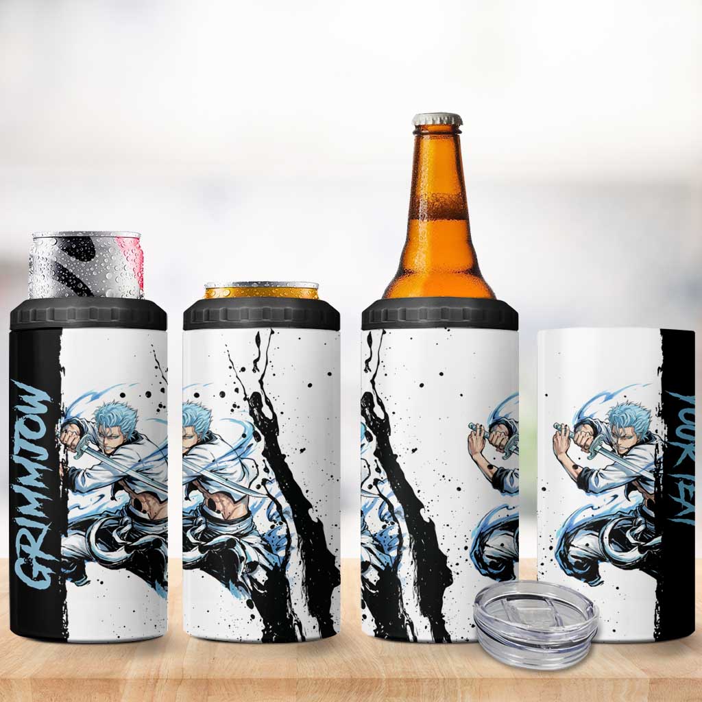 Personalized Grimmjow Jaegerjaquez 4 in 1 Can Cooler Tumbler Ink Splash Anime Brush Style