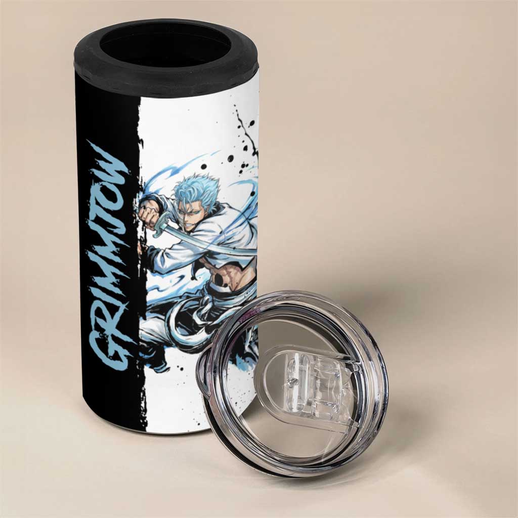 Personalized Grimmjow Jaegerjaquez 4 in 1 Can Cooler Tumbler Ink Splash Anime Brush Style