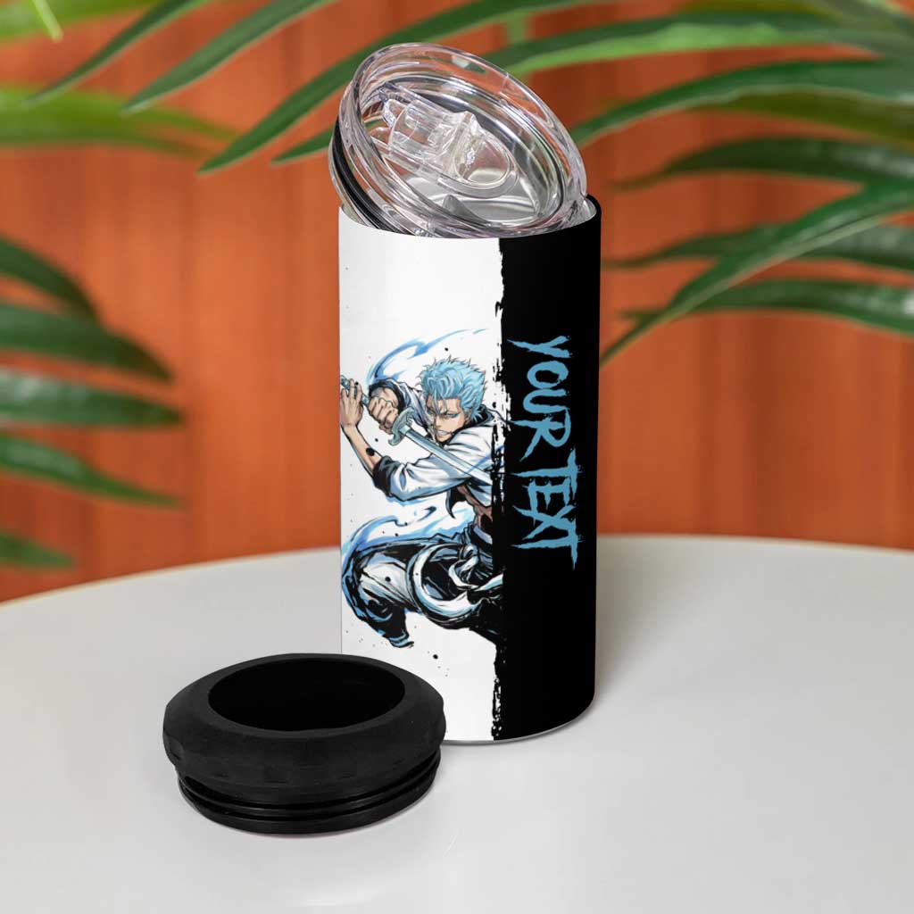 Personalized Grimmjow Jaegerjaquez 4 in 1 Can Cooler Tumbler Ink Splash Anime Brush Style
