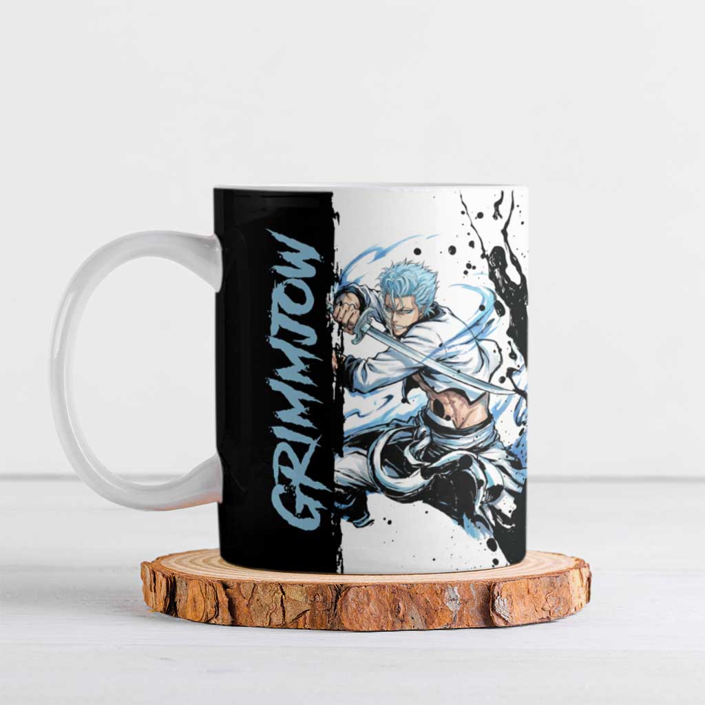 Personalized Grimmjow Jaegerjaquez Ceramic Mug Ink Splash Anime Brush Style