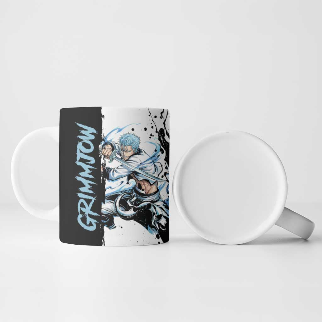 Personalized Grimmjow Jaegerjaquez Ceramic Mug Ink Splash Anime Brush Style