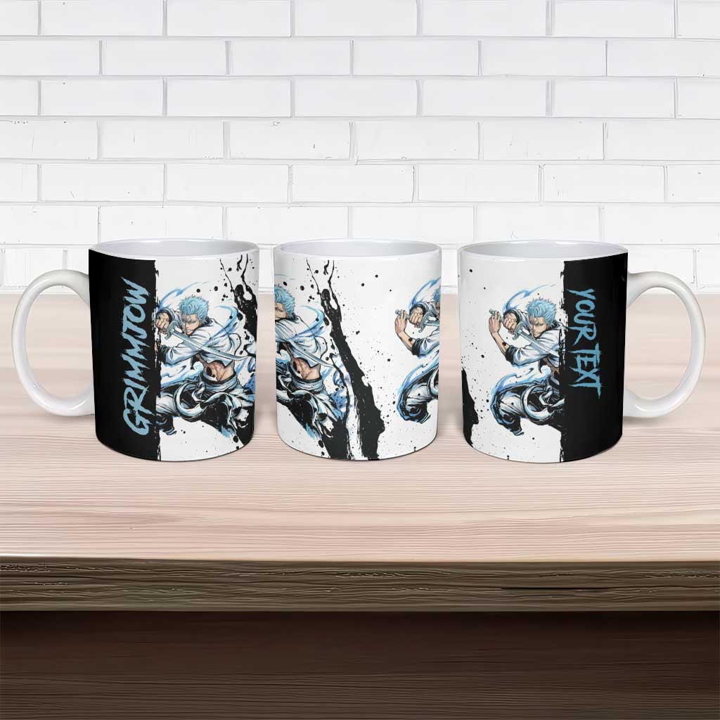 Personalized Grimmjow Jaegerjaquez Ceramic Mug Ink Splash Anime Brush Style