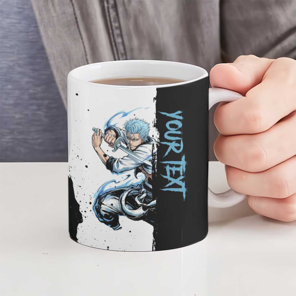 Personalized Grimmjow Jaegerjaquez Ceramic Mug Ink Splash Anime Brush Style