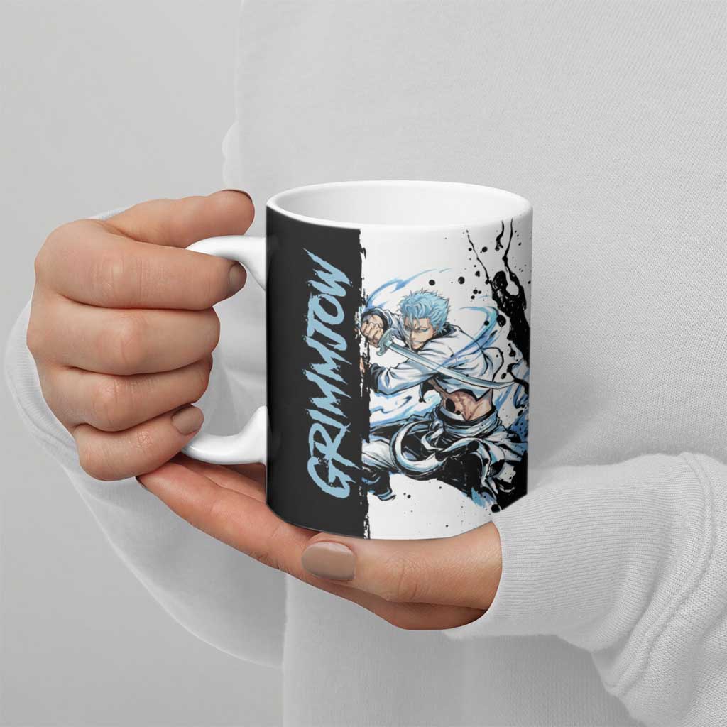 Personalized Grimmjow Jaegerjaquez Ceramic Mug Ink Splash Anime Brush Style