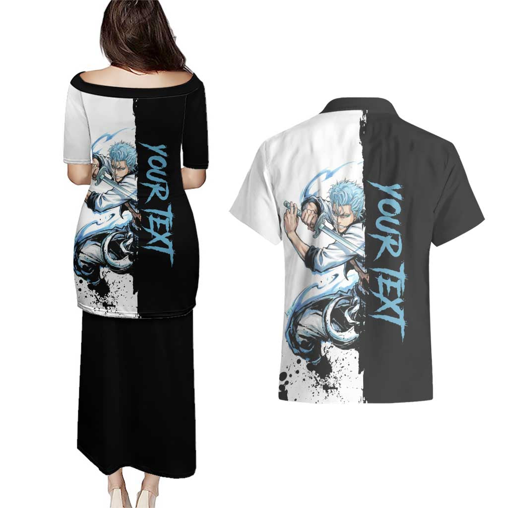 Personalized Grimmjow Jaegerjaquez Couples Matching Puletasi and Hawaiian Shirt Ink Splash Anime Brush Style