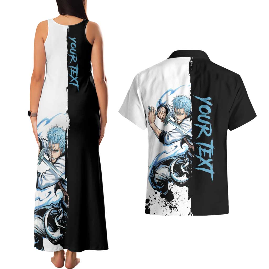 Personalized Grimmjow Jaegerjaquez Couples Matching Tank Maxi Dress and Hawaiian Shirt Ink Splash Anime Brush Style