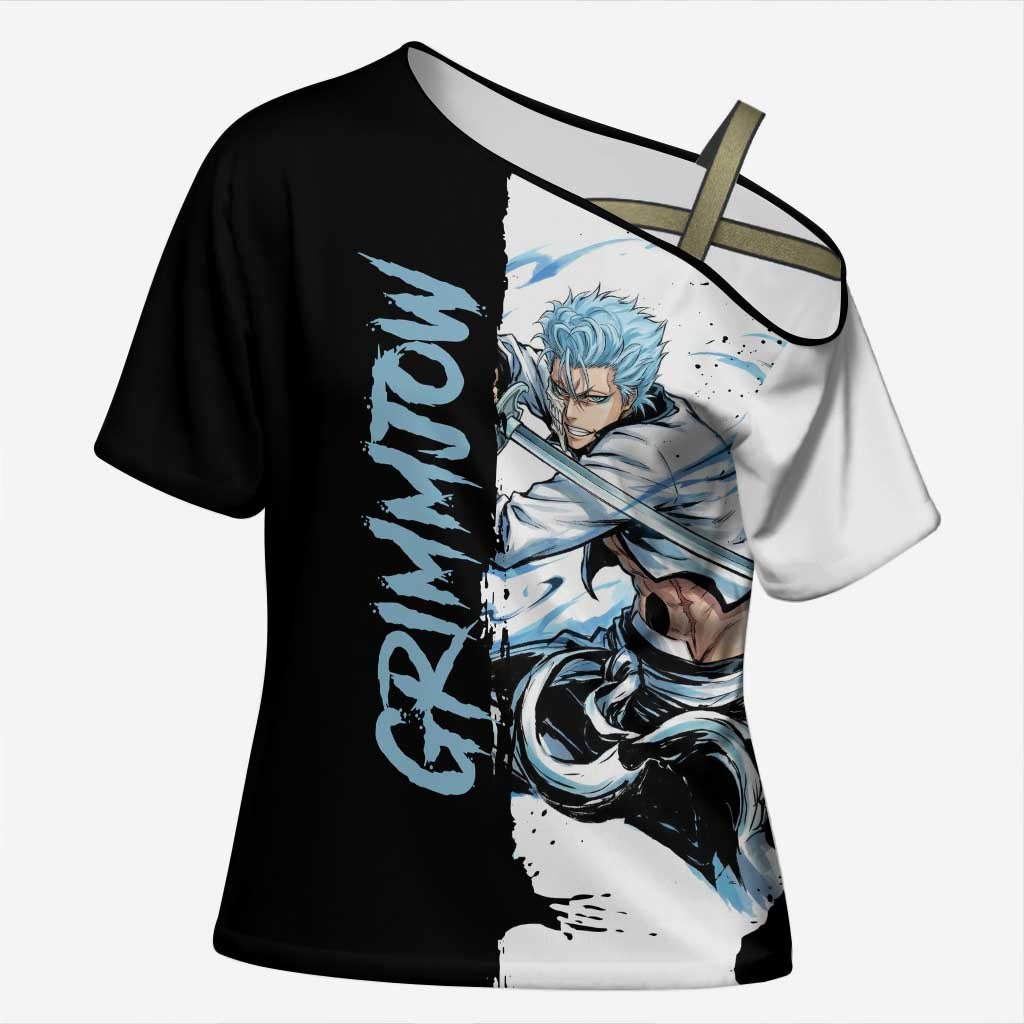 Personalized Grimmjow Jaegerjaquez Cross Shoulder Shirt Ink Splash Anime Brush Style