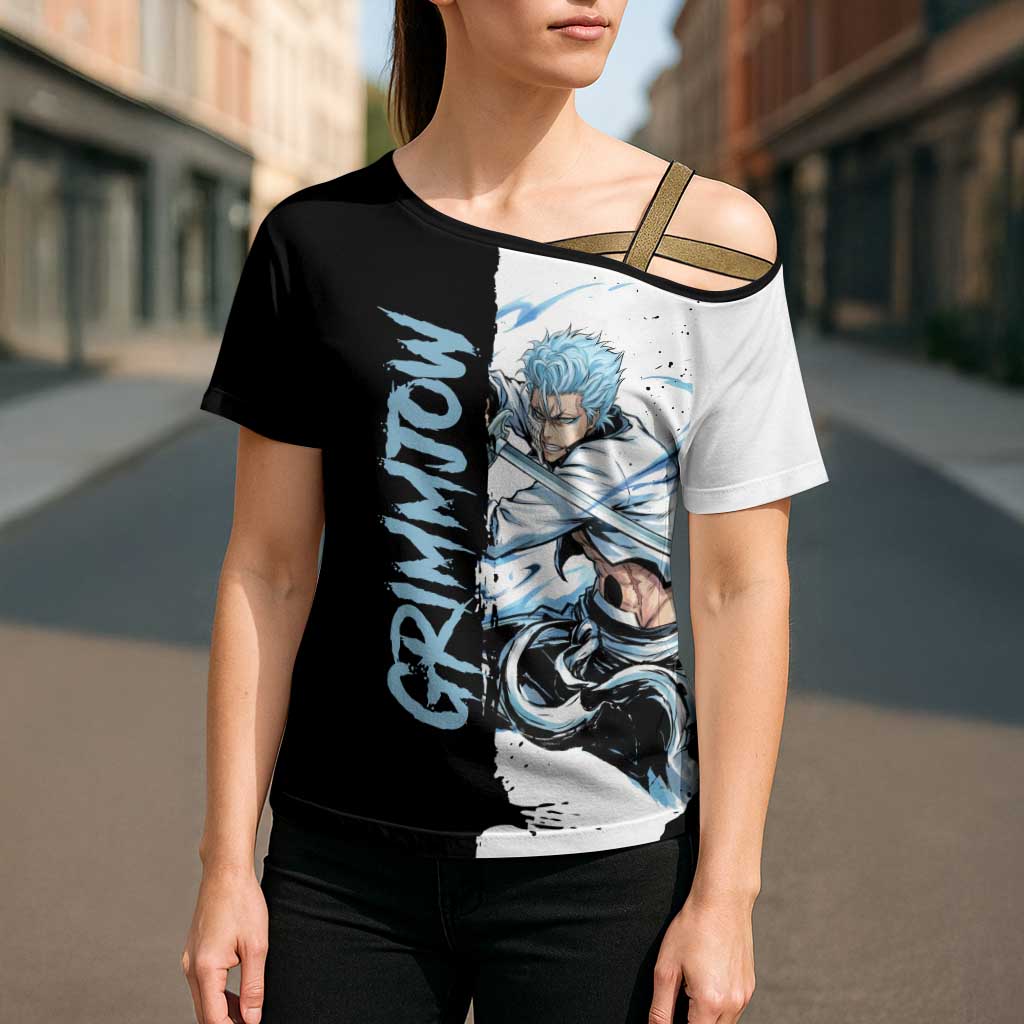 Personalized Grimmjow Jaegerjaquez Cross Shoulder Shirt Ink Splash Anime Brush Style