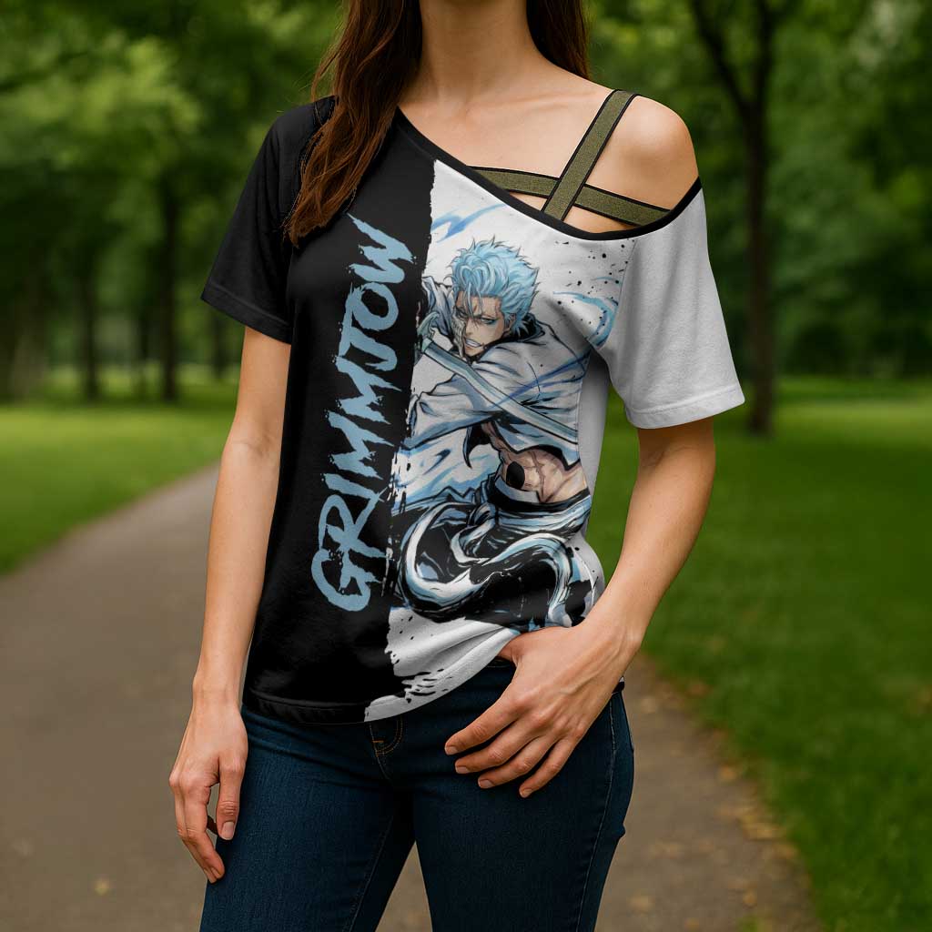 Personalized Grimmjow Jaegerjaquez Cross Shoulder Shirt Ink Splash Anime Brush Style